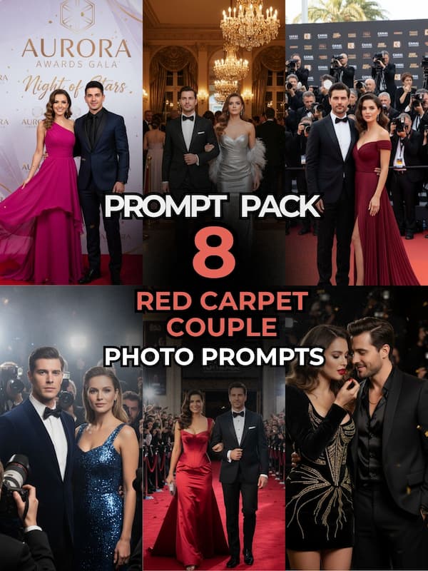8 Red Carpet Couple AI Photo Prompts 8 Red Carpet Couple AI Photo Prompts
